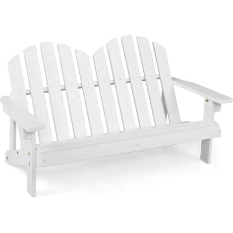 COSTWAY Silla De Jardin De Adirondack 2 Plazas, Banco De 2 Plazas De Madera De Abeto Para Niños Con Respaldo Alto, Reposabrazos, Capacidad 100KG, 99 X 51 X 56,5 Cm, Balcón, Patio, Piscina (Blanco) 1 COSTWAY Silla De Jardin De Adirondack 2 Plazas, Banco De 2 Plazas De Madera De Abeto Para Niños Con Respaldo Alto, Reposabrazos, Capacidad 100KG, 99 X 51 X 56,5 Cm, Balcón, Patio, Piscina (Blanco)