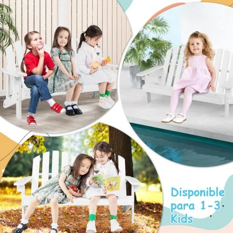 COSTWAY Silla De Jardin De Adirondack 2 Plazas, Banco De 2 Plazas De Madera De Abeto Para Niños Con Respaldo Alto, Reposabrazos, Capacidad 100KG, 99 X 51 X 56,5 Cm, Balcón, Patio, Piscina (Blanco) 2 COSTWAY Silla De Jardin De Adirondack 2 Plazas, Banco De 2 Plazas De Madera De Abeto Para Niños Con Respaldo Alto, Reposabrazos, Capacidad 100KG, 99 X 51 X 56,5 Cm, Balcón, Patio, Piscina (Blanco) - Imagen 2