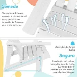 COSTWAY Silla De Jardin De Adirondack 2 Plazas, Banco De 2 Plazas De Madera De Abeto Para Niños Con Respaldo Alto, Reposabrazos, Capacidad 100KG, 99 X 51 X 56,5 Cm, Balcón, Patio, Piscina (Blanco) 7 COSTWAY Silla De Jardin De Adirondack 2 Plazas, Banco De 2 Plazas De Madera De Abeto Para Niños Con Respaldo Alto, Reposabrazos, Capacidad 100KG, 99 X 51 X 56,5 Cm, Balcón, Patio, Piscina (Blanco) -Elrincon del Jardin Tienda 100030392 3