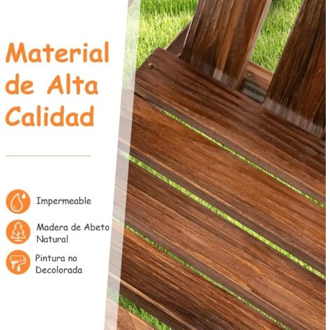 COSTWAY Silla De Jardin De Adirondack 2 Plazas, Banco De 2 Plazas De Madera De Abeto Para Niños Con Respaldo Alto, Reposabrazos, Capacidad 100KG, 99 X 51 X 56,5 Cm, Balcón, Patio, Piscina (café) 2 COSTWAY Silla De Jardin De Adirondack 2 Plazas, Banco De 2 Plazas De Madera De Abeto Para Niños Con Respaldo Alto, Reposabrazos, Capacidad 100KG, 99 X 51 X 56,5 Cm, Balcón, Patio, Piscina (café) - Imagen 2