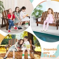 COSTWAY Silla De Jardin De Adirondack 2 Plazas, Banco De 2 Plazas De Madera De Abeto Para Niños Con Respaldo Alto, Reposabrazos, Capacidad 100KG, 99 X 51 X 56,5 Cm, Balcón, Patio, Piscina (café) 7 COSTWAY Silla De Jardin De Adirondack 2 Plazas, Banco De 2 Plazas De Madera De Abeto Para Niños Con Respaldo Alto, Reposabrazos, Capacidad 100KG, 99 X 51 X 56,5 Cm, Balcón, Patio, Piscina (café) -Elrincon del Jardin Tienda 100030407 3