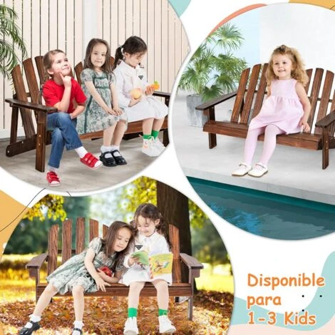 COSTWAY Silla De Jardin De Adirondack 2 Plazas, Banco De 2 Plazas De Madera De Abeto Para Niños Con Respaldo Alto, Reposabrazos, Capacidad 100KG, 99 X 51 X 56,5 Cm, Balcón, Patio, Piscina (café) 3 COSTWAY Silla De Jardin De Adirondack 2 Plazas, Banco De 2 Plazas De Madera De Abeto Para Niños Con Respaldo Alto, Reposabrazos, Capacidad 100KG, 99 X 51 X 56,5 Cm, Balcón, Patio, Piscina (café) - Imagen 3