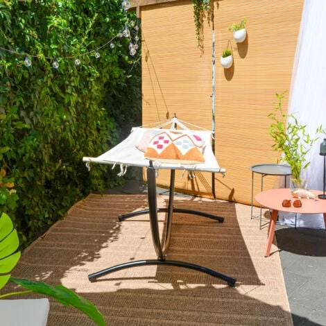 Hamaca De Jardín Con Soporte 300x100cm Tumbona Con Estructura Metálica 5 Hamaca De Jardín Con Soporte 300x100cm Tumbona Con Estructura Metálica - Imagen 5