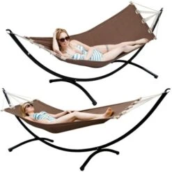 Hamaca De Jardín Con Soporte - 300x100cm Tumbona Con Estructura Metálica