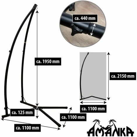 AMANKA Sostén Para Silla Colgante 215cm Soporte Para Columpio Estructura De Acero Negro Peso Máx 120Kg 5 AMANKA Sostén Para Silla Colgante 215cm Soporte Para Columpio Estructura De Acero Negro Peso Máx 120Kg - Imagen 5