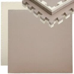 Eyepower Suelo De Gimnasio De EVA Espeso 40mm Esterilla Puzle 90x90cm Incl Marco Para Deporte Ejercicio Extensible Doble Faz Marrón Beige