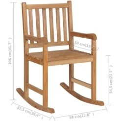 Mecedora De Madera De Teca Maciza Marrón VidaXL -Elrincon del Jardin Tienda 11743100 5