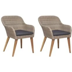 Sillas De Jardín Con Cojines 2 Unidades Ratán Sintético Marrón VidaXL