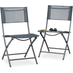 Relaxdays Pack De 2 Sillas Plegables Para Camping, Jardín Y Terraza, Metal Y Plástico, Antracita, 87 X 55 X 48 Cm