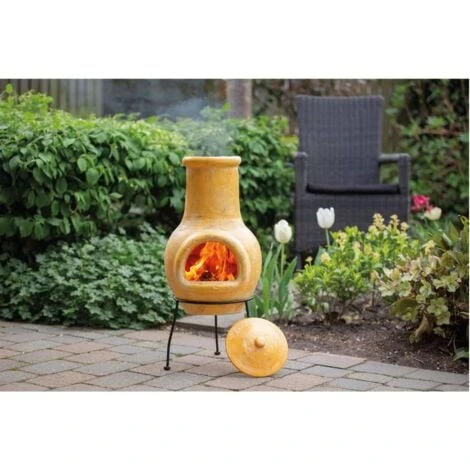 Chimenea Tampico Arcilla Amarilla 31x31x68 Cm RedFire 3 Chimenea Tampico Arcilla Amarilla 31x31x68 Cm RedFire - Imagen 3