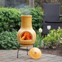 Chimenea Tampico Arcilla Amarilla 31x31x68 Cm RedFire 8 Chimenea Tampico Arcilla Amarilla 31x31x68 Cm RedFire -Elrincon del Jardin Tienda 12443255 4