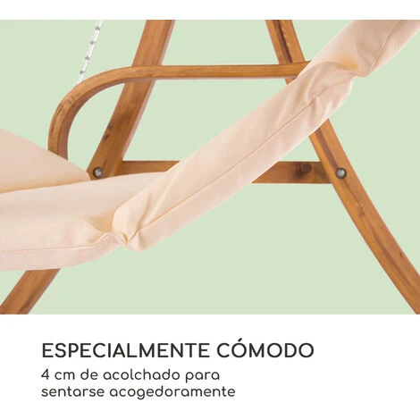 Blumfeldt Maui Hamaca Hollywood 110 Cm 2 Asientos Toldo Poliéster Alerce 5 Blumfeldt Maui Hamaca Hollywood 110 Cm 2 Asientos Toldo Poliéster Alerce - Imagen 5