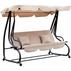 OUTSUNNY Columpio Balancín Jardín 3 Plaza Convertible En Cama Techo Ajustable Carga 340kg