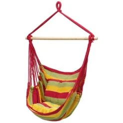 Hamaca Silla Colgante Asiento Columpio Para Jardín+2 Cojines Rojo/verde/amarillo
