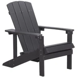 Silla De Jardín Gris Oscuro De Madera Sintética Resistente A La Intemperie Estilo Moderno Adirondack