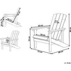 Silla De Jardín Gris Oscuro De Madera Sintética Resistente A La Intemperie Estilo Moderno Adirondack -Elrincon del Jardin Tienda 17401556 3