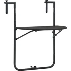 Mesa Balcón Colgante Plástico Aspecto Ratán Marrón 60x64x83,5cm VidaXL