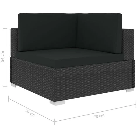 Asiento Seccional De Esquina Con Cojines 2 Pzas Ratán PE Negro VidaXL 3 Asiento Seccional De Esquina Con Cojines 2 Pzas Ratán PE Negro VidaXL - Imagen 3