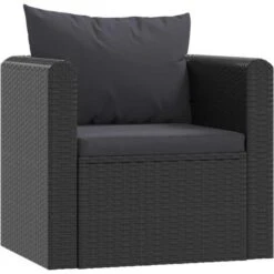 Sillón Con Cojines De Ratán Sintético Negro VidaXL
