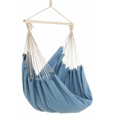 Detex Silla Colgante Con Barra Transversal De Madera Hamaca Para Interior Y Exterior Jardín 185x130x155 Cm - Color A Elegir Azul Claro 2 Detex Silla Colgante Con Barra Transversal De Madera Hamaca Para Interior Y Exterior Jardín 185x130x155 Cm - Color A Elegir Azul Claro - Imagen 2