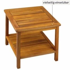 Deuba Mesa Auxiliar 45x45x45cm Mesita De Madera De Acacia Mesa De Jardín Estante Inferior Pre Aceitada -Elrincon del Jardin Tienda 18458567 5