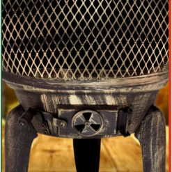 Deuba Chimenea De Terraza Brasero Exterior Estufa Puerta Con Cerradura Compartimiento Cenizas 28kg 112cm Estilo Rústico -Elrincon del Jardin Tienda 18458749 5