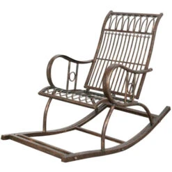 Mecedora De Hierro Forjado Con Acabado Oxidado Envejecido 127x64x90 Cm