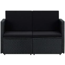 Sofá De Jardín De 2 Plazas Con Cojines Ratán Sintético Negro VidaXL 7 Sofá De Jardín De 2 Plazas Con Cojines Ratán Sintético Negro VidaXL -Elrincon del Jardin Tienda 19604589 3