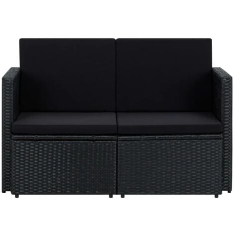 Sofá De Jardín De 2 Plazas Con Cojines Ratán Sintético Negro VidaXL 3 Sofá De Jardín De 2 Plazas Con Cojines Ratán Sintético Negro VidaXL - Imagen 3