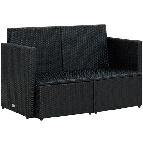 Sofá De Jardín De 2 Plazas Con Cojines Ratán Sintético Negro VidaXL 5 Sofá De Jardín De 2 Plazas Con Cojines Ratán Sintético Negro VidaXL - Imagen 5