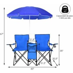 COSTWAY Sillas De Camping Con Sombrilla Silla Plegable Taburete De Pesca Doble Con Portavasos Para Exterior Picnic Senderismo Barbacoa 9 COSTWAY Sillas De Camping Con Sombrilla Silla Plegable Taburete De Pesca Doble Con Portavasos Para Exterior Picnic Senderismo Barbacoa -Elrincon del Jardin Tienda 20298593 5