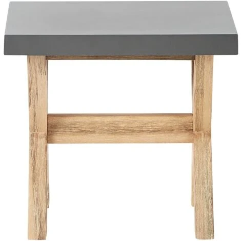Taburete De Jardín De Cemento Reforzado Gris Base De Madera De Acacia Olbia 4 Taburete De Jardín De Cemento Reforzado Gris Base De Madera De Acacia Olbia - Imagen 4