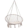 Detex Silla Colgante Redonda De Ø61cm Cojin Incluido Color Crema/ Gris Hamaca De Interior Y Exterior Decoración Moderna Beige