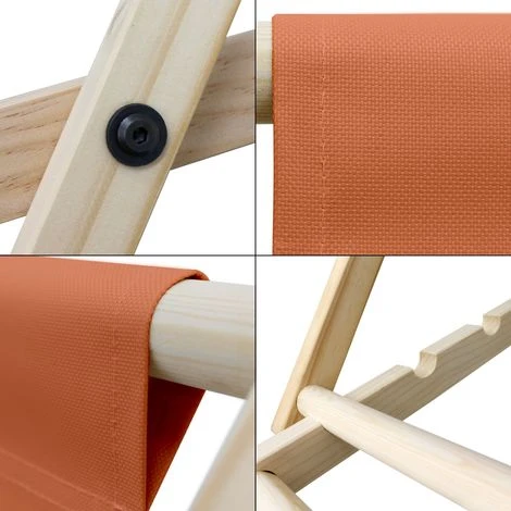 Silla De Playa Plegable Madera Tumbona Naranja Para Jardín Hamaca Impermeable 4 Silla De Playa Plegable Madera Tumbona Naranja Para Jardín Hamaca Impermeable - Imagen 4