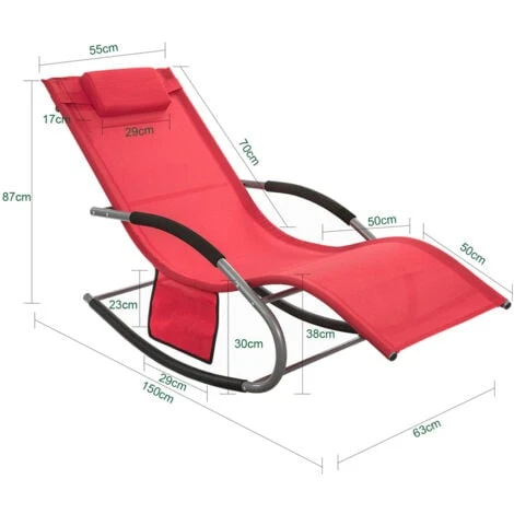 Set De 2 Tumbonas, Mecedora Con Almohada Y Bolsillo Lateral, Estructura De Hierro, Malla Transpirable Teslin, Cómodo, Soporta Hasta 150 Kg OGS28-Rx2 SoBuy ES 2 Set De 2 Tumbonas, Mecedora Con Almohada Y Bolsillo Lateral, Estructura De Hierro, Malla Transpirable Teslin, Cómodo, Soporta Hasta 150 Kg OGS28-Rx2 SoBuy ES - Imagen 2