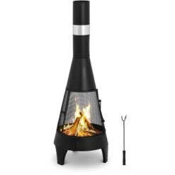 Chimenea De Jardín Estufa Para Exteriores Fabricada En Acero 120 Cm Abierta 360°