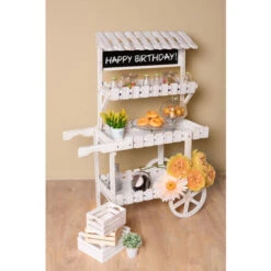 Elrincon del Jardin Tienda 46 Carritos Candy Bar - Carrito Candy Bar Kiwi Blanco Envejecido