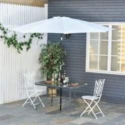 OUTSUNNY Mesa De Jardín Exterior Rectangular De Metal Orificio Para Sombrilla 120x80x70cm -Elrincon del Jardin Tienda 29107680 2