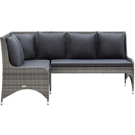 Sofás De Esquina De Jardín 2 Piezas Ratán PE Gris VidaXL 2 Sofás De Esquina De Jardín 2 Piezas Ratán PE Gris VidaXL - Imagen 2