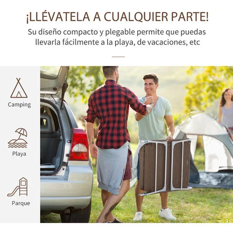 OUTSUNNY Tumbona Plegable Y Reclinable Con Reposacabezas Y Respaldo Ajustable Marrón 5 OUTSUNNY Tumbona Plegable Y Reclinable Con Reposacabezas Y Respaldo Ajustable Marrón - Imagen 5