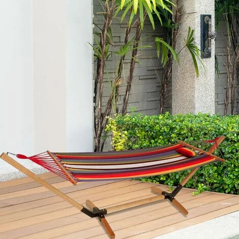 Colchoneta De Algodón Con Marco De Madera Tumbona Para Jardín L 200 Cm Multicolor Harms 504423 2 Colchoneta De Algodón Con Marco De Madera Tumbona Para Jardín L 200 Cm Multicolor Harms 504423 - Imagen 2