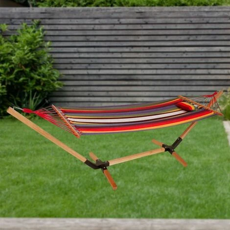 Colchoneta De Algodón Con Marco De Madera Tumbona Para Jardín L 200 Cm Multicolor Harms 504423 3 Colchoneta De Algodón Con Marco De Madera Tumbona Para Jardín L 200 Cm Multicolor Harms 504423 - Imagen 3