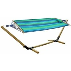 Colchoneta De Algodón Con Marco De Madera Tumbona Para Jardín L 200 Cm Multicolor Harms 504558