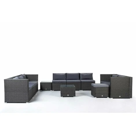 Muebles De Jardín CONJUNTOS SOFÁ Bahamas Conjunto Triple XL 9 Plazas 4 Módulos Esquina, 4 Módulos Centrales, 1 Puf, 2 Mesas Ratán Sintético KieferGarden 2 Muebles De Jardín CONJUNTOS SOFÁ Bahamas Conjunto Triple XL 9 Plazas 4 Módulos Esquina, 4 Módulos Centrales, 1 Puf, 2 Mesas Ratán Sintético KieferGarden - Imagen 2