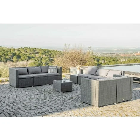 Muebles De Jardín CONJUNTOS SOFÁ Bahamas Conjunto Triple XL 9 Plazas 4 Módulos Esquina, 4 Módulos Centrales, 1 Puf, 2 Mesas Ratán Sintético KieferGarden 5 Muebles De Jardín CONJUNTOS SOFÁ Bahamas Conjunto Triple XL 9 Plazas 4 Módulos Esquina, 4 Módulos Centrales, 1 Puf, 2 Mesas Ratán Sintético KieferGarden - Imagen 5