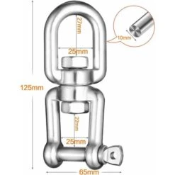 Gancho Giratorio De Acero Inoxidable 360 ​​° Para Yoga, Hamaca, Saco De Boxeo Y Gimnasio 10 MM 14,4 X 8,6 X 3,2 Cm -Elrincon del Jardin Tienda 30557194 4