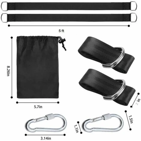 Correas Para Hamaca De Exterior, Capacidad De Bloqueo Hasta 550 Kg Con Arnés Para Columpio/protección De árboles De 150 Cm De Largo 2 Correas Para Hamaca De Exterior, Capacidad De Bloqueo Hasta 550 Kg Con Arnés Para Columpio/protección De árboles De 150 Cm De Largo - Imagen 2