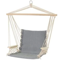 Columpio Hamaca Silla Colgante Gris Hasta 120kg Tumbona Exterior Interior Jardín