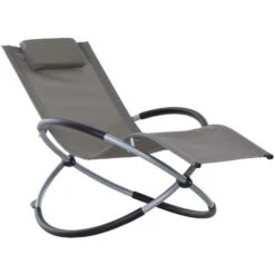 OUTSUNNY Tumbona Mecedora De Jardín Con Reposacabezas Extraíbles Sillón Tumbona Ergonómica De Exterior Plegable Para Patios Piscina Al Aire Libre 154x80x84 Cm
