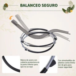 OUTSUNNY Tumbona Mecedora De Jardín Con Reposacabezas Extraíbles Sillón Tumbona Ergonómica De Exterior Plegable Para Patios Piscina Al Aire Libre 154x80x84 Cm 9 OUTSUNNY Tumbona Mecedora De Jardín Con Reposacabezas Extraíbles Sillón Tumbona Ergonómica De Exterior Plegable Para Patios Piscina Al Aire Libre 154x80x84 Cm -Elrincon del Jardin Tienda 31969728 5